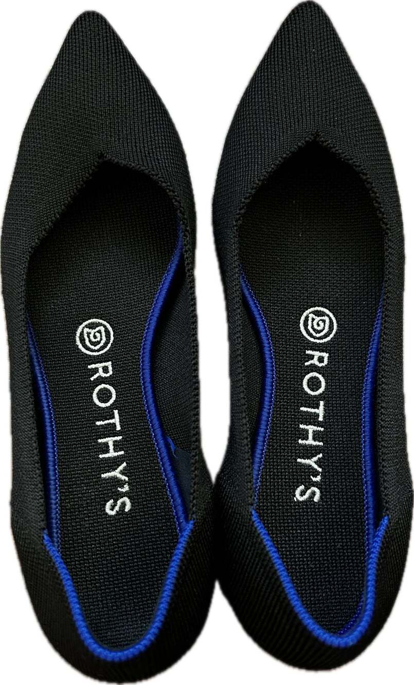 Rothy's The Point Black Knit Pointed-Toe Ballet Flats EUC classic office casual